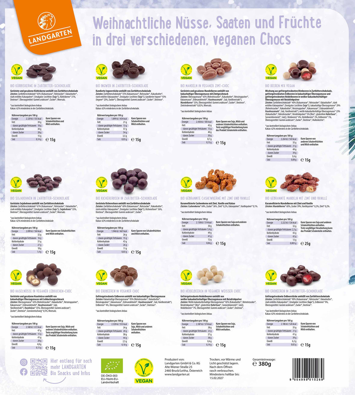 Vegan Christmas Adventskalender 2026 mit 24 Bio Schoko-Snacks tierfrei