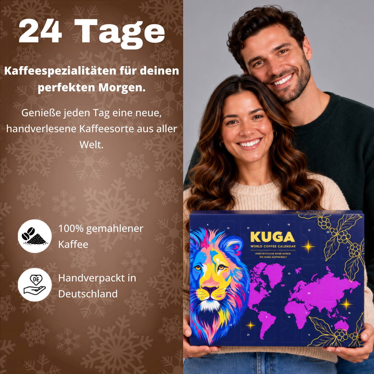 BOXILAND® Gemahlener Kaffee Adventskalender 2026 – 24 Sorten Fairtrade