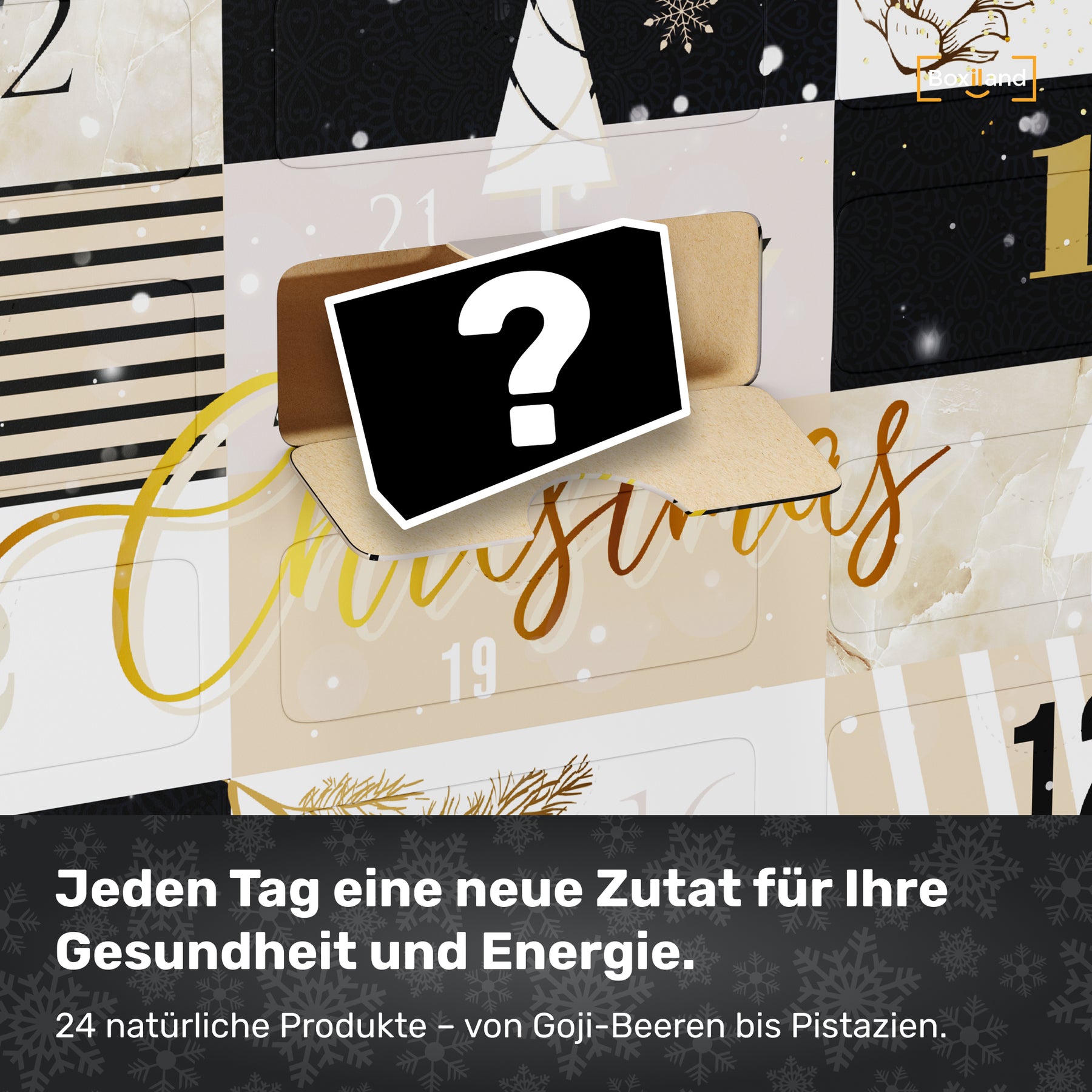 BOXILAND® Bio Adventskalender „Gesund durch den Winter“ – 24 × Superfoods, Kräuter & Tees – Gesunder Weihnachtskalender 2025 – Handverpackt in DE