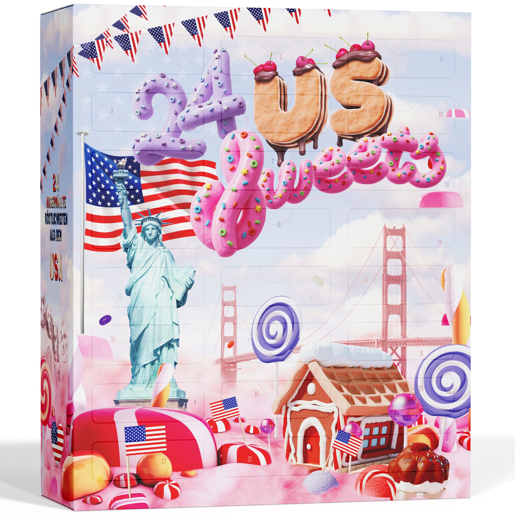 BOXILAND® US Sweets Adventskalender 2026 – 24 amerikanische Süßigkeiten USA