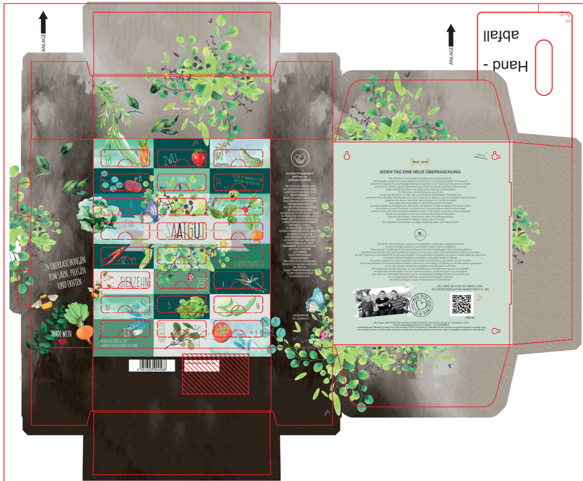 BOXILAND® Saatgut Adventskalender 2025 [24 SORTEN GEMÜSE, KRÄUTER, OBST] – Adventskalender 2025 Saatgut Garten – Adventskalender Samen 2025 Pflanzen – Adventskalender für Gartenfreunde und Gärtner