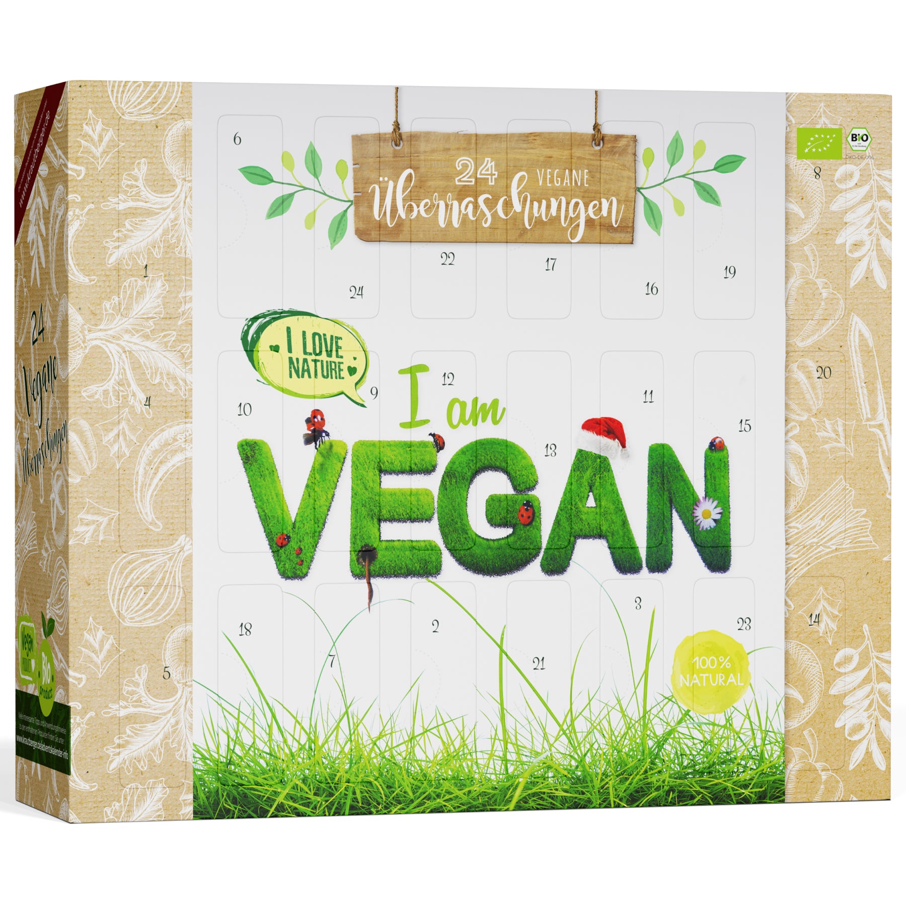 BOXILAND® Vegan Adventskalender 2026 Bio 24 pflanzliche Snacks Süßigkeiten