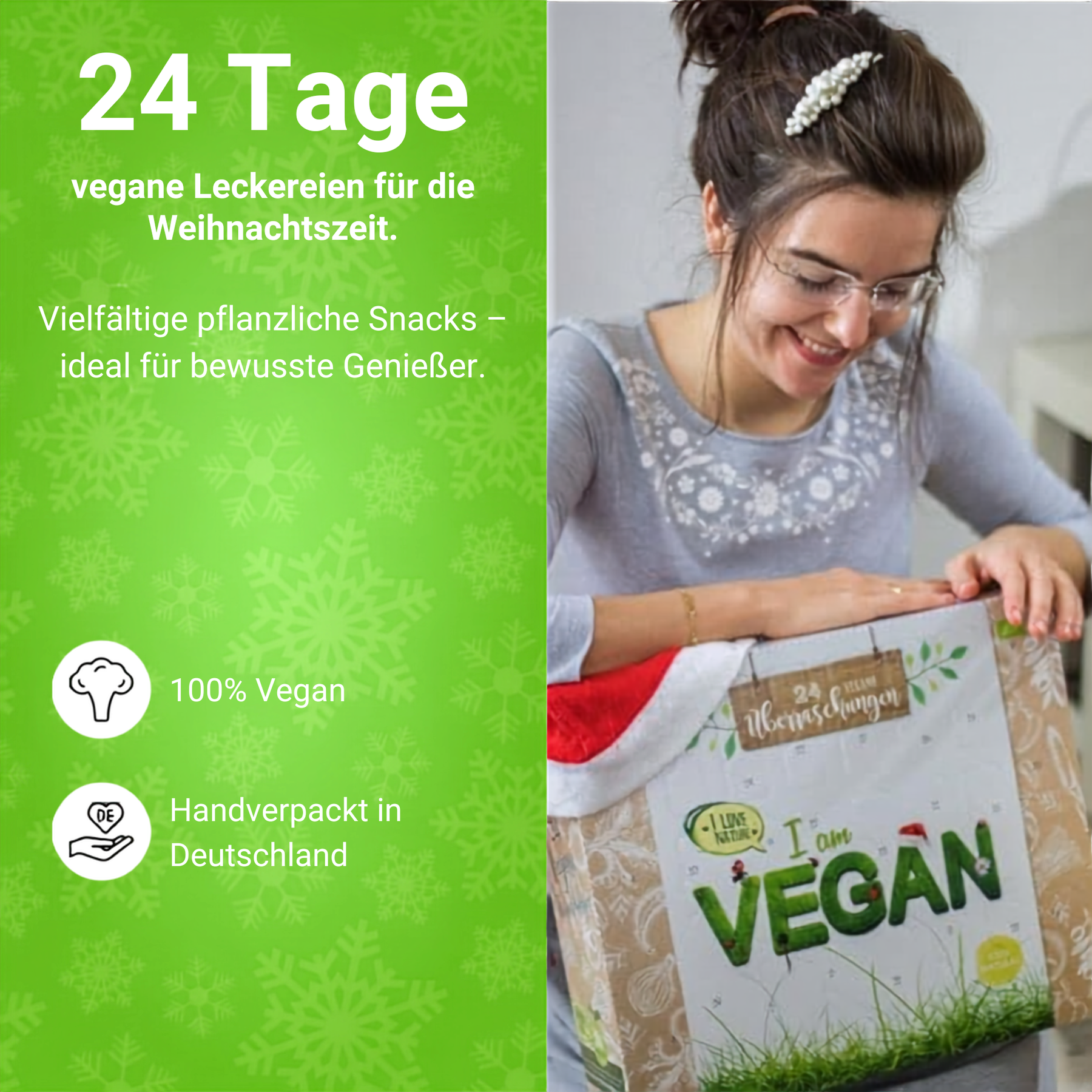BOXILAND® Vegan Adventskalender 2026 Bio 24 pflanzliche Snacks Süßigkeiten