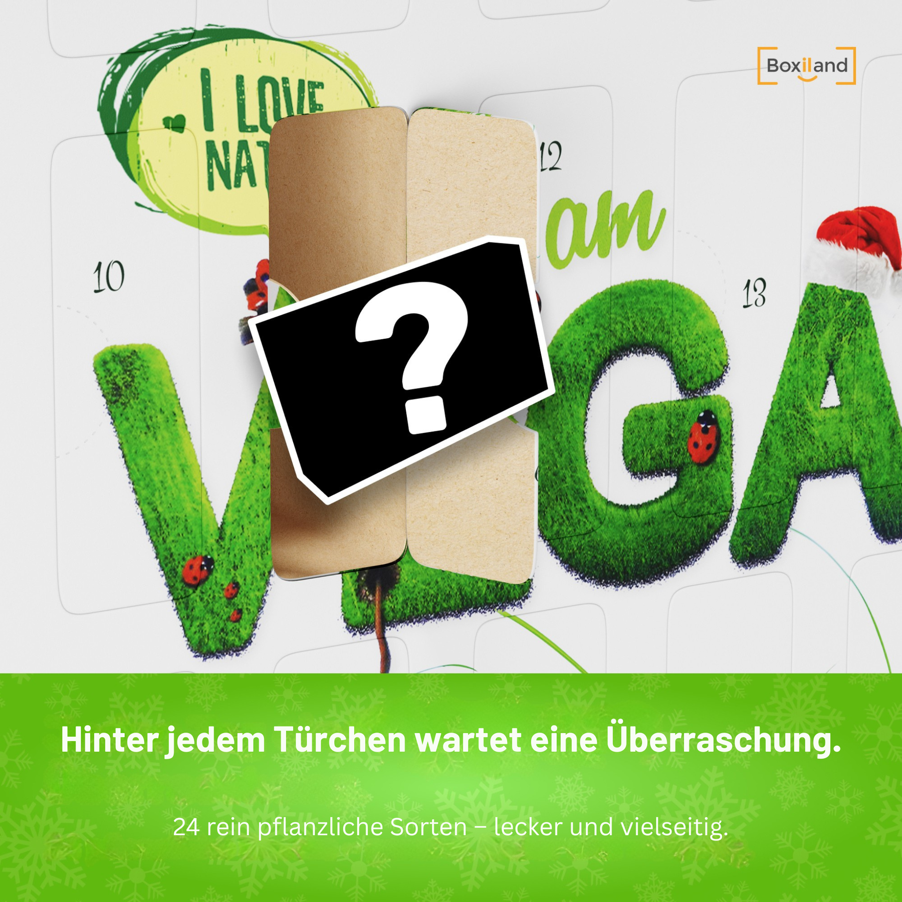 BOXILAND® Vegan Adventskalender 2026 Bio 24 pflanzliche Snacks Süßigkeiten
