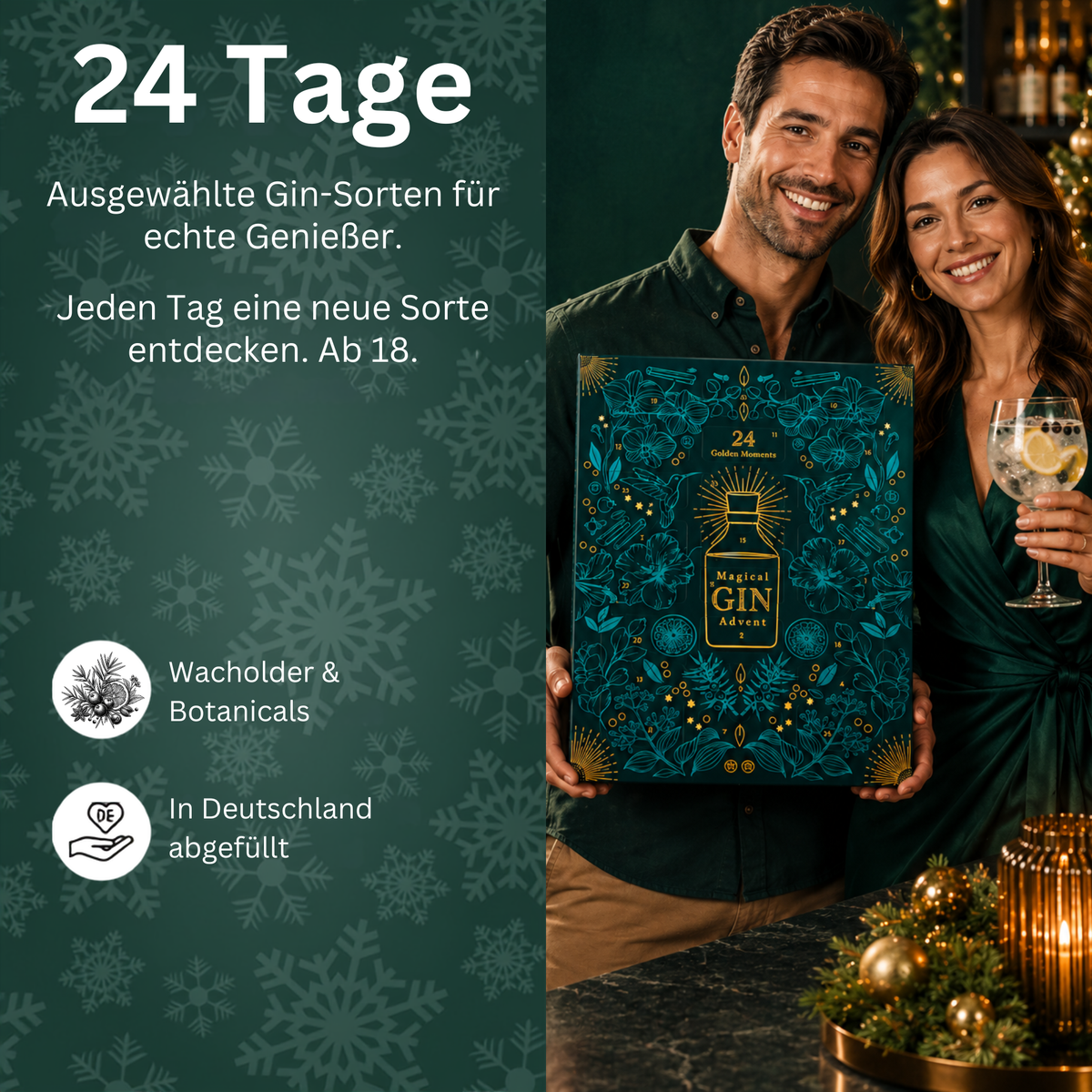 BOXILAND® Gin Adventskalender 2026 mit 24 Sorten à 0,02 l Gin-Tasting