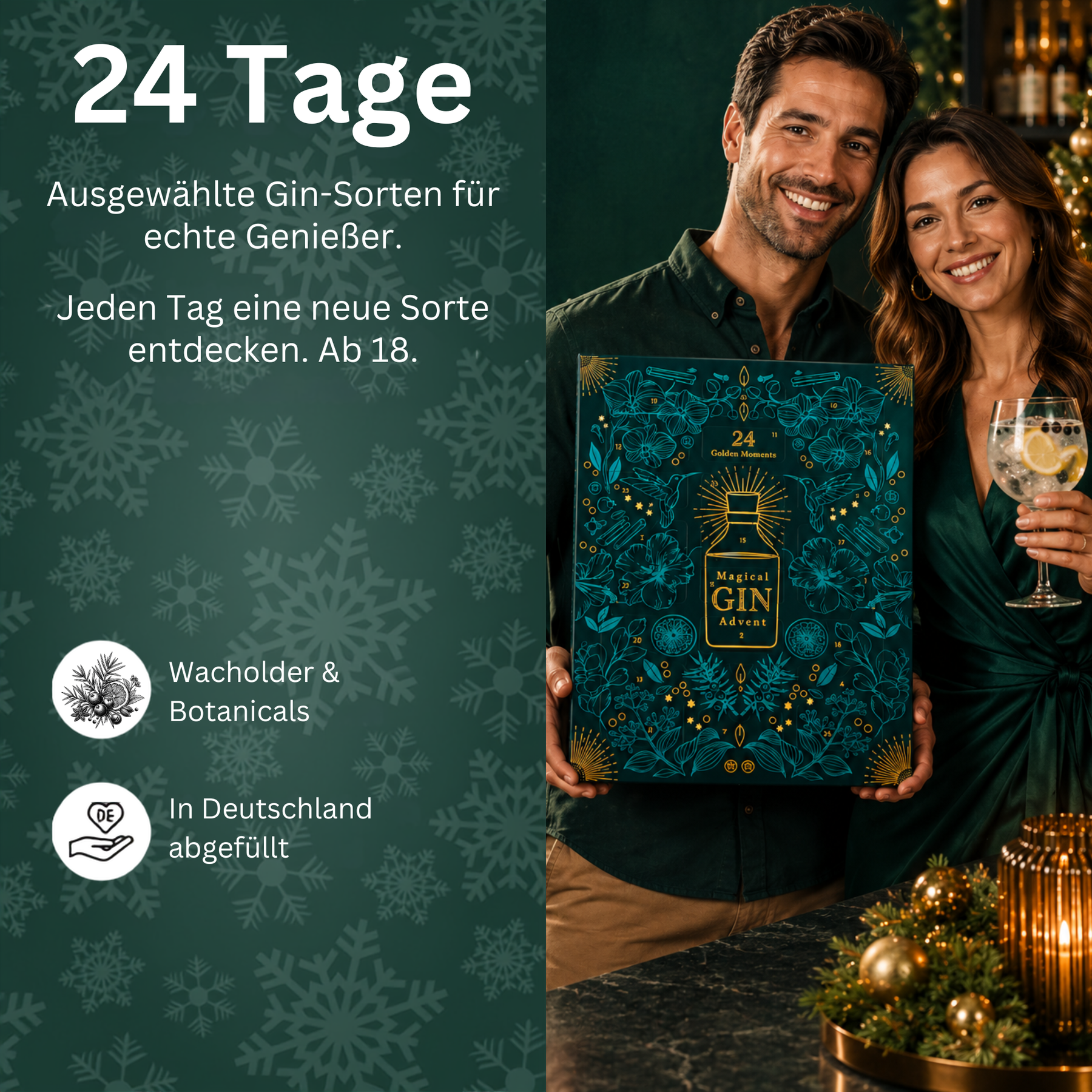 BOXILAND® Gin Adventskalender 2026 mit 24 Sorten à 0,02 l Gin-Tasting