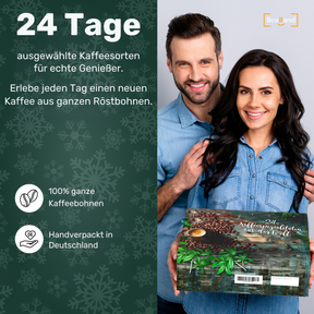 BOXILAND® Kaffee ganze Bohne Adventskalender 2026 mit 24 Sorten Fairtrade