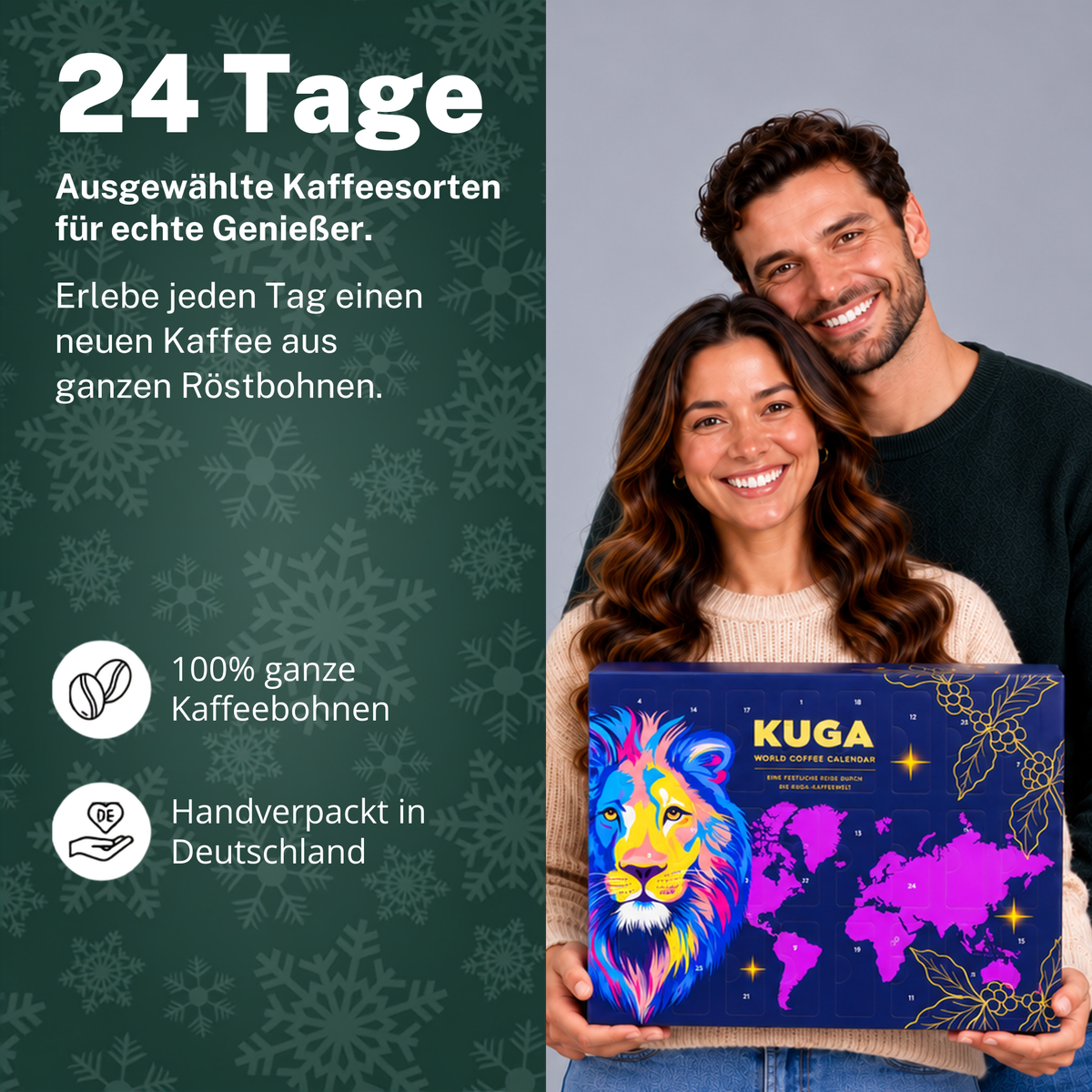BOXILAND® Kaffee ganze Bohne Adventskalender 2026 mit 24 Sorten Fairtrade