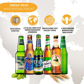 BOXILAND® Bier Geschenk Probierset [INKL. BIER-BROSCHÜRE] - Bier Set Bier Tasting - Bier Probierset besonderes Bier - Biertasting Bier Geschenke für Männer - Geschenk Biere aus aller Welt (6 x 0,33l)