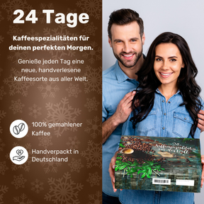 BOXILAND® Gemahlener Kaffee Adventskalender 2026 – 24 Sorten Fairtrade