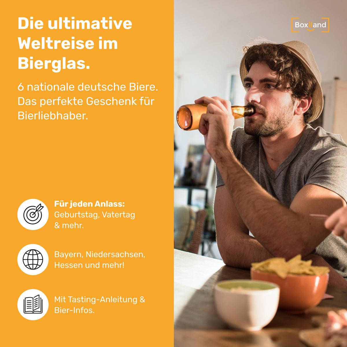 BOXILAND® Bier Geschenk Probierset [INKL. BIER-BROSCHÜRE] – Bier Set Bier Tasting – Bier Probierset besonderes Bier – Biertasting Bier Geschenke für Männer – Geschenk Biere aus Deutschland (6 × 0,33l)