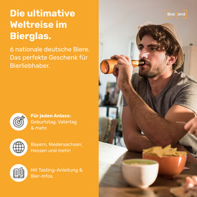 BOXILAND® Bier Geschenk Probierset [INKL. BIER-BROSCHÜRE] – Bier Set Bier Tasting – Bier Probierset besonderes Bier – Biertasting Bier Geschenke für Männer – Geschenk Biere aus Deutschland (6 × 0,33l)