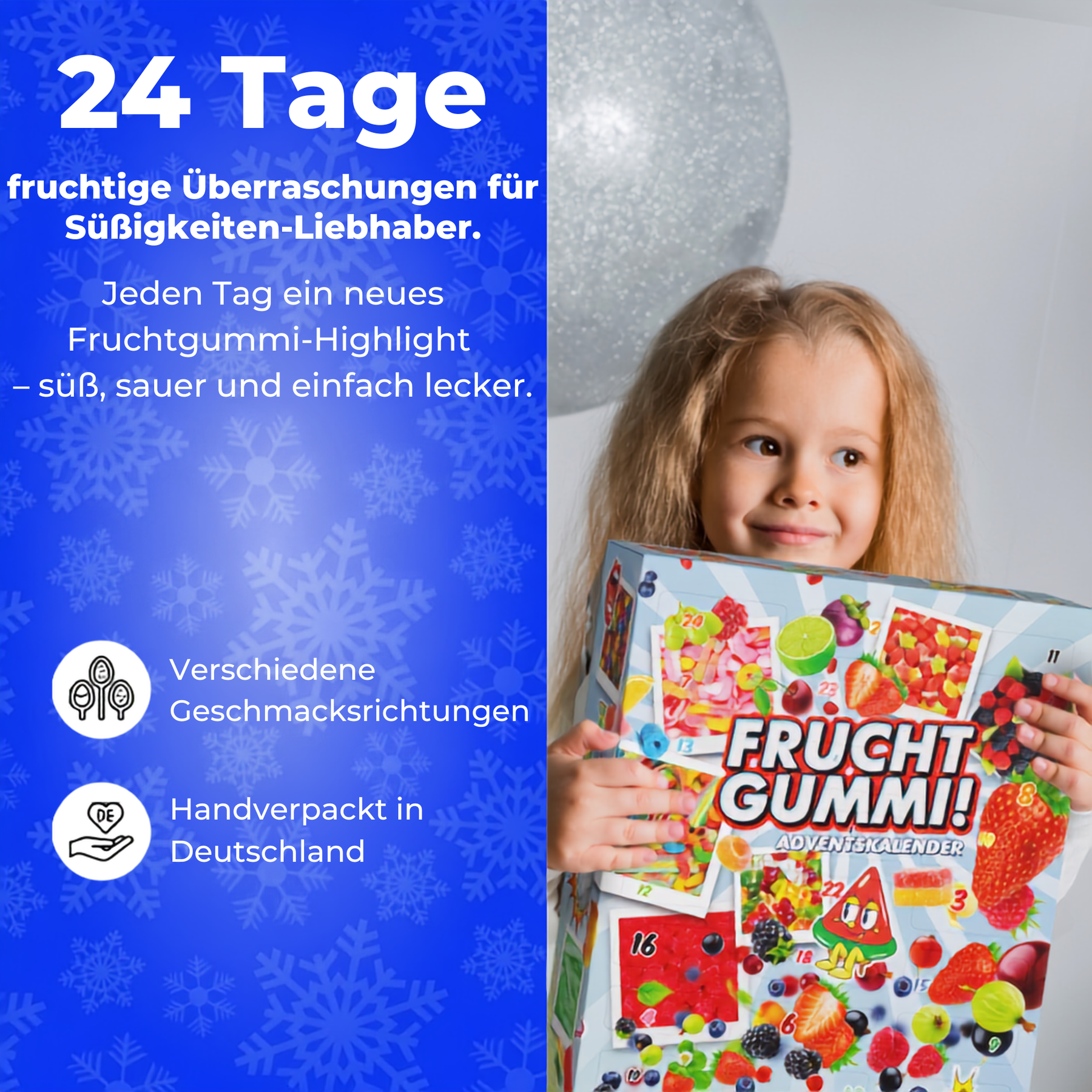 BOXILAND® Fruchtgummi Adventskalender 2026 – 24 Sorten süß & sauer Naschbox