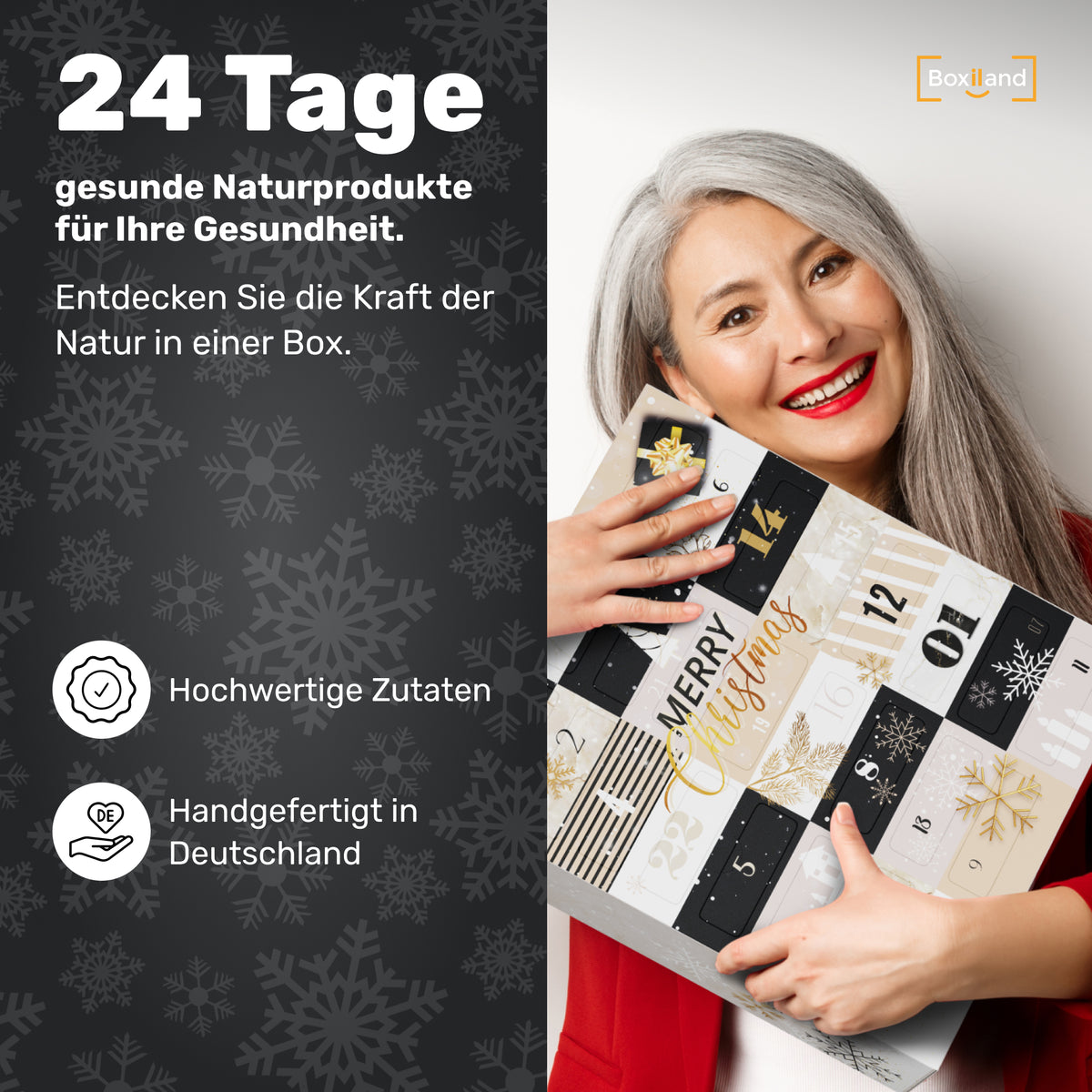 BOXILAND® Bio Adventskalender „Gesund durch den Winter“ – 24 × Superfoods, Kräuter & Tees – Gesunder Weihnachtskalender 2025 – Handverpackt in DE