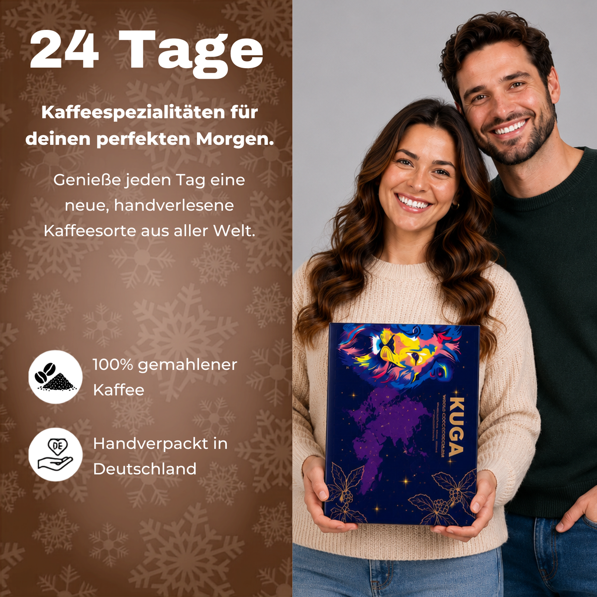BOXILAND® Gemahlener Kaffee Adventskalender 2026 – 24 Sorten Fairtrade