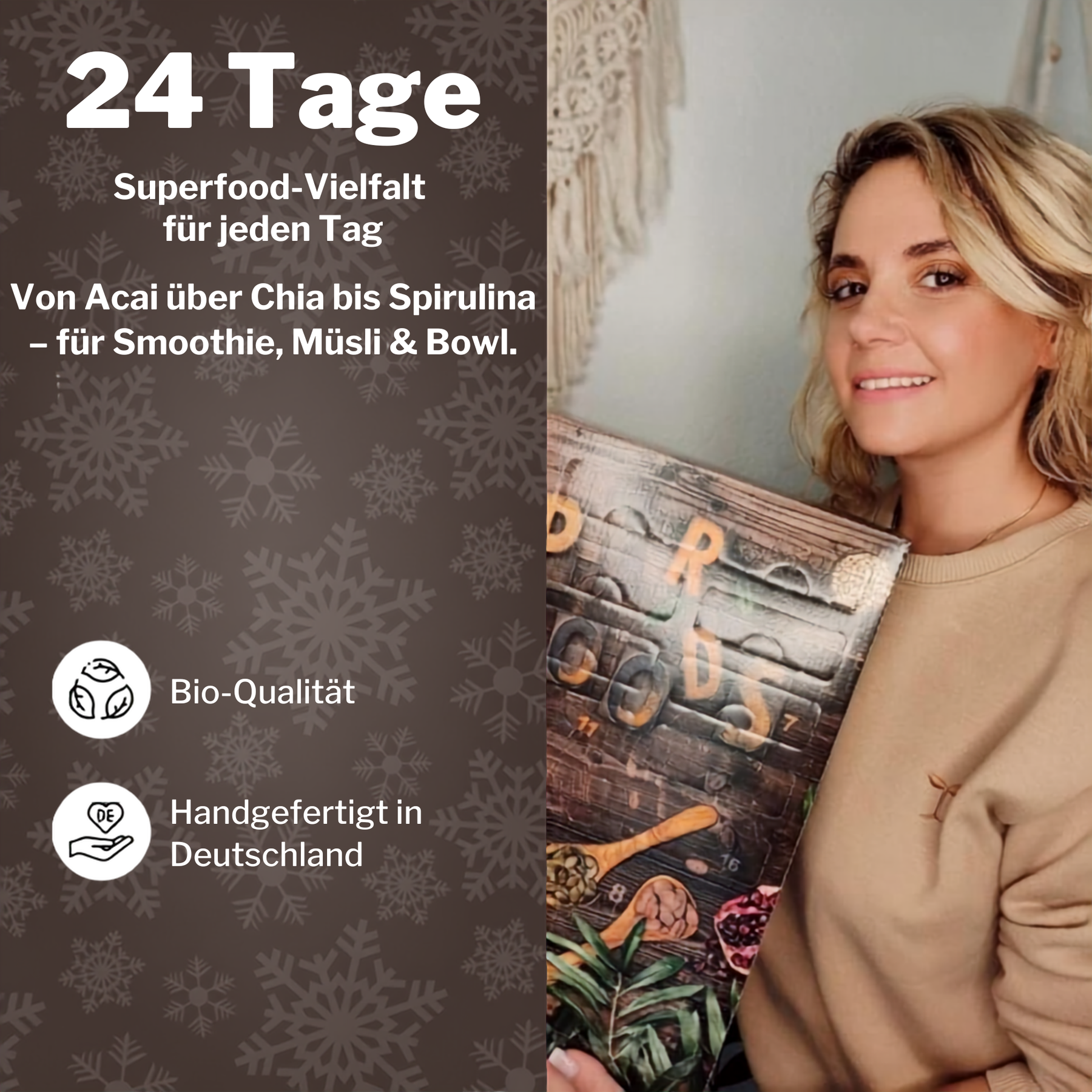 BOXILAND® Superfood Adventskalender 2026 Bio 24 Sorten Acai Chia Spirulina