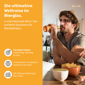 BOXILAND® Bier Geschenk Probierset [INKL. BIER-BROSCHÜRE] – Bier Set Bier Tasting – Bier Probierset besonderes Bier – Biertasting Bier Geschenke für Männer – Geschenk Biere aus aller Welt (6 × 0,33l)