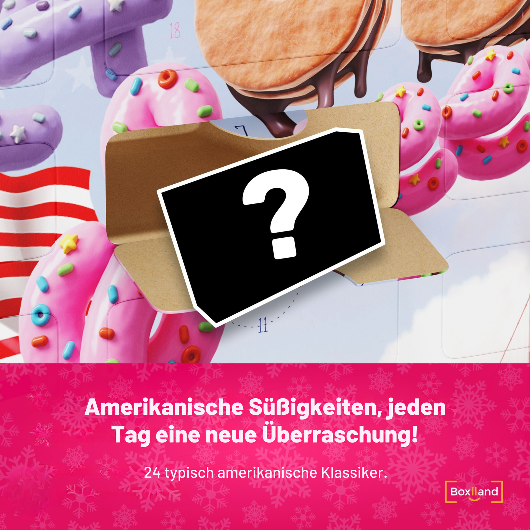 BOXILAND® US Sweets Adventskalender 2026 – 24 amerikanische Süßigkeiten USA