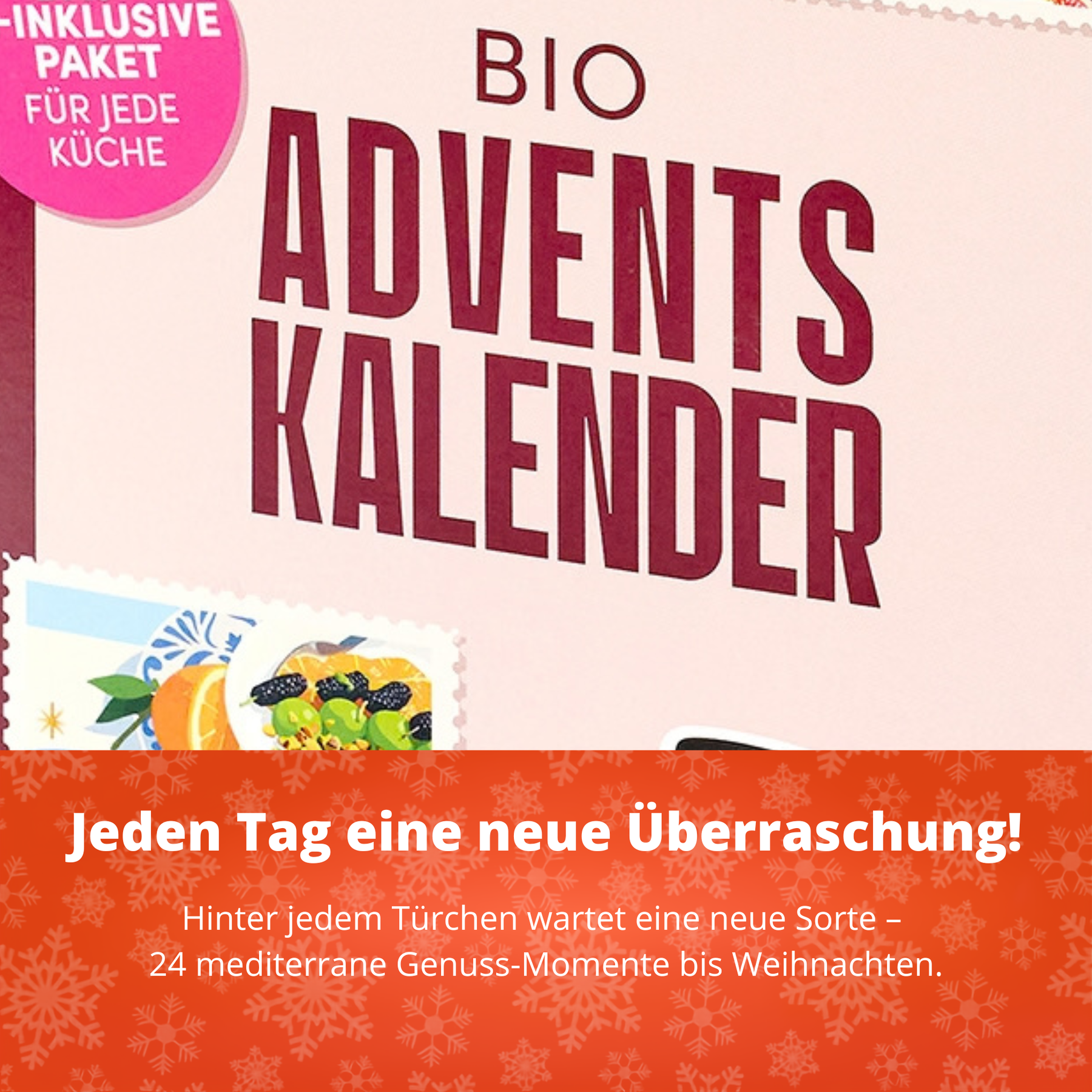 Bio Feinkost Adventskalender 2026 – 24 Türchen mit Balsamico,Olivenöl,Honig