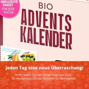 Bio Feinkost Adventskalender 2026 – 24 Türchen mit Balsamico,Olivenöl,Honig