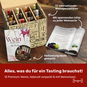 BOXILAND® Wein Geschenk Set [ERSTKLASSIGES WEINPROBE SET] - Weingeschenke für Frauen & Männer - Weinset Geschenk - Rotweine & Weißweine Set Geschenkbox - Wine Tasting Set Weinpaket Box (12x0,25l)