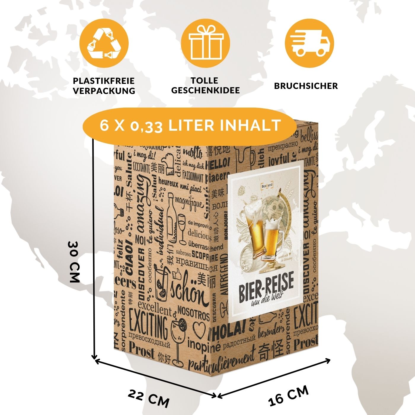 BOXILAND® Bier Geschenk Probierset [INKL. BIER-BROSCHÜRE] - Bier Set Bier Tasting - Bier Probierset besonderes Bier - Biertasting Bier Geschenke für Männer - Geschenk Biere aus aller Welt (6 x 0,33l)