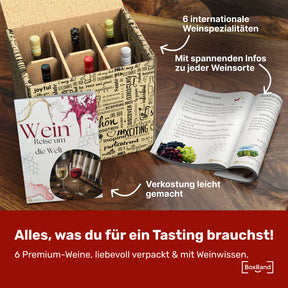 BOXILAND® Wein Geschenk Set [ERSTKLASSIGES WEINPROBE SET] – Weingeschenke für Frauen & Männer – Weinset Geschenk – Rotweine & Weißweine Set Geschenkbox – Wine Tasting Set Weinpaket Box (6x0,25l)