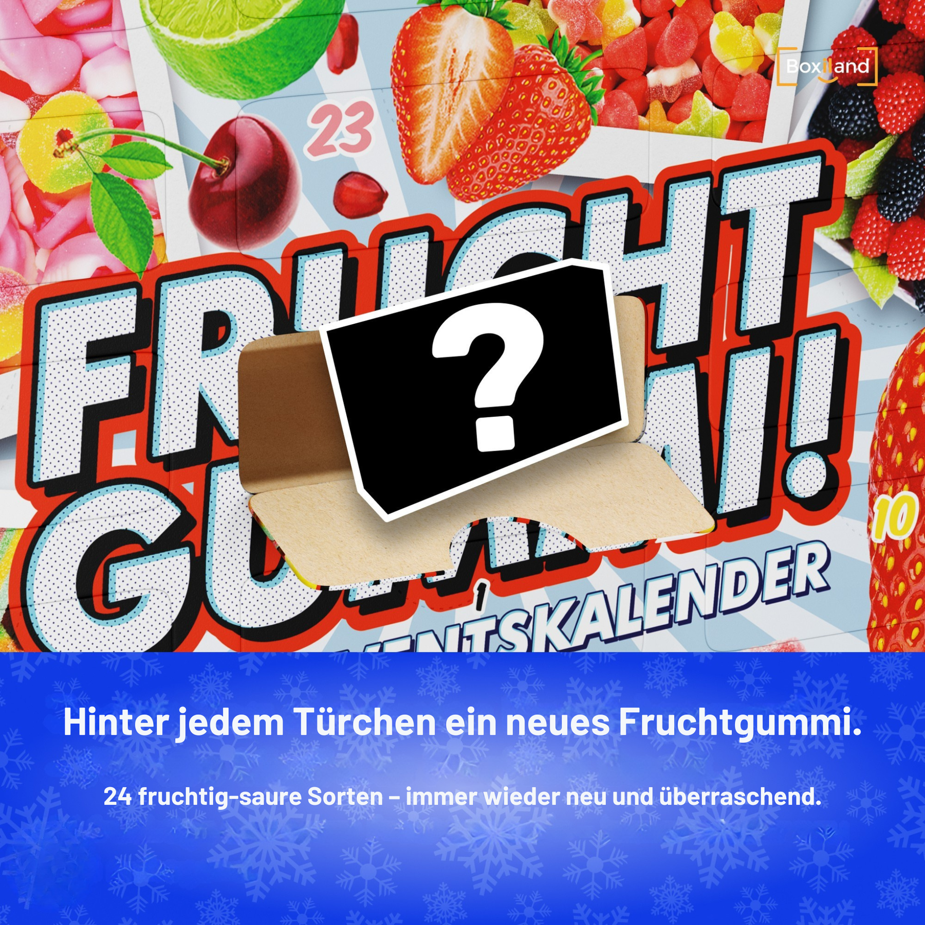 BOXILAND® Fruchtgummi Adventskalender 2026 – 24 Sorten süß & sauer Naschbox