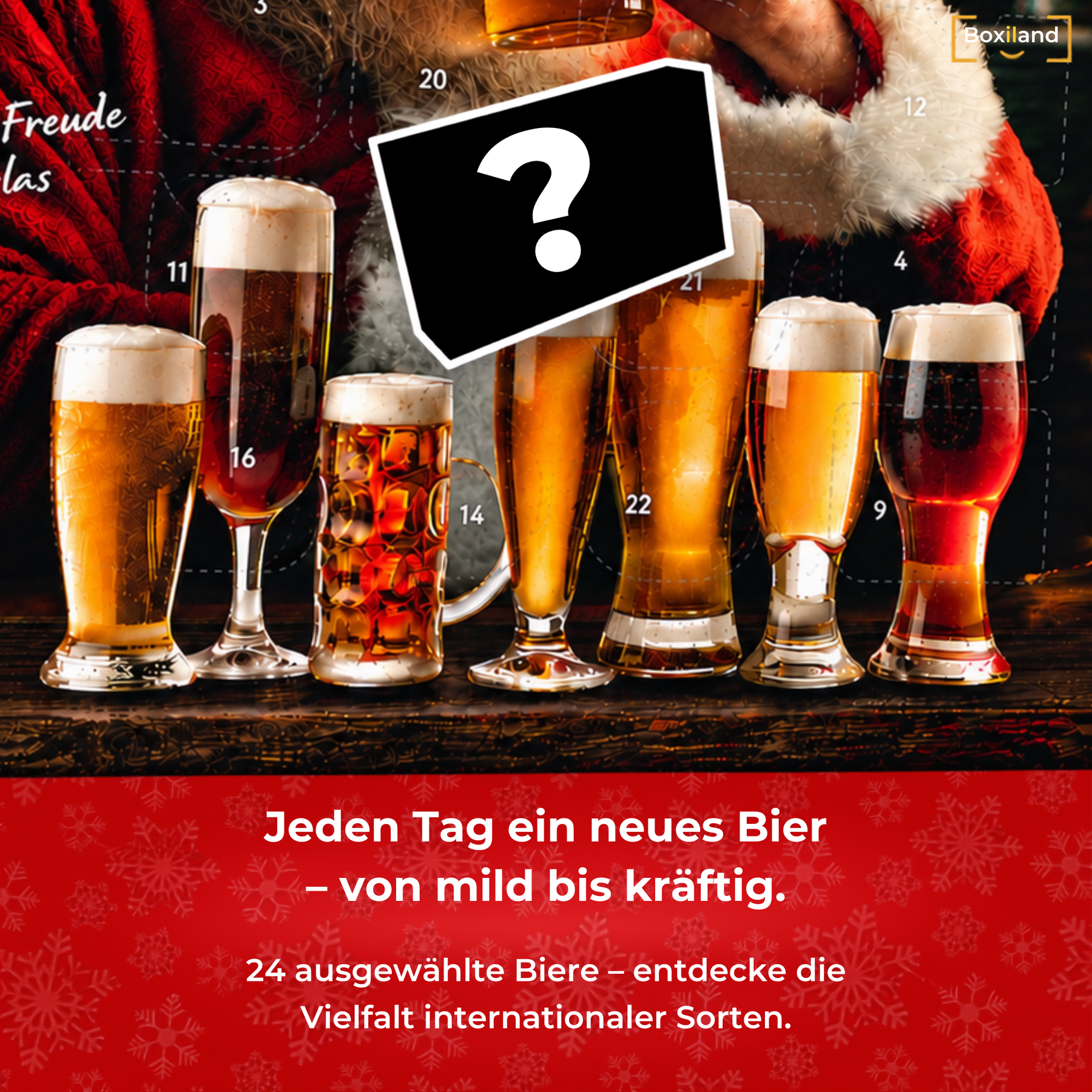 BOXILAND® Bier Adventskalender 2026 – 24 Biere international 0,33 l Bierset