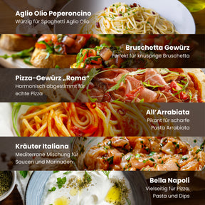 Bio Italien Geschenkbox Bella Italia – 6 italienische Kräuter & Gewürzmischungen inkl. Rezepten – Premium Geschenkset für Italien-Fans & Hobbyköche