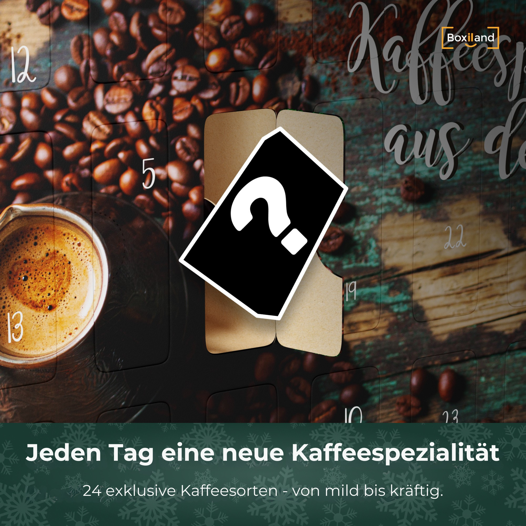 BOXILAND® Kaffee ganze Bohne Adventskalender 2026 mit 24 Sorten Fairtrade