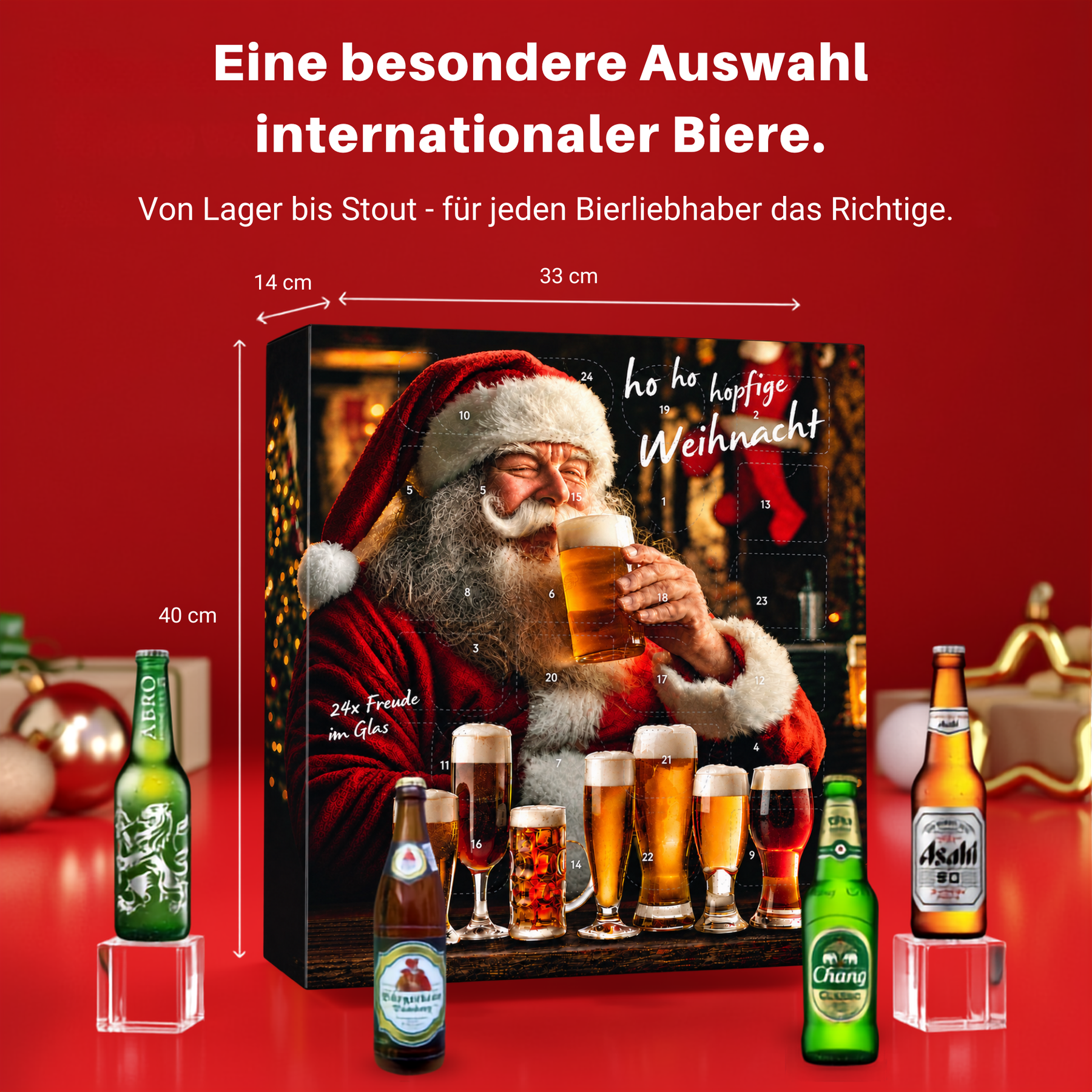 BOXILAND® Bier Adventskalender 2026 – 24 Biere international 0,33 l Bierset