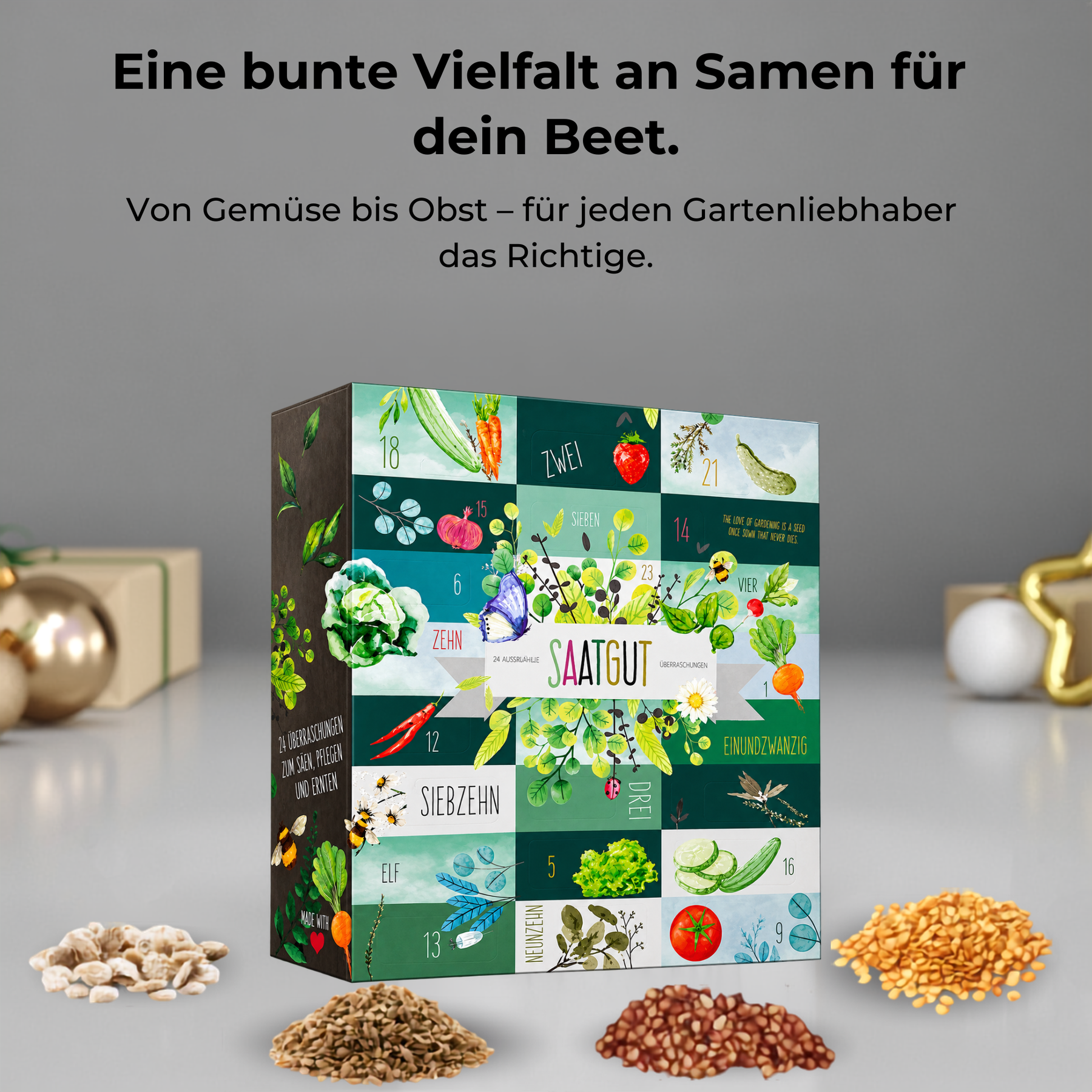BOXILAND® Saatgut Adventskalender 2026 – 24 Sorten Gemüse Kräuter Obst