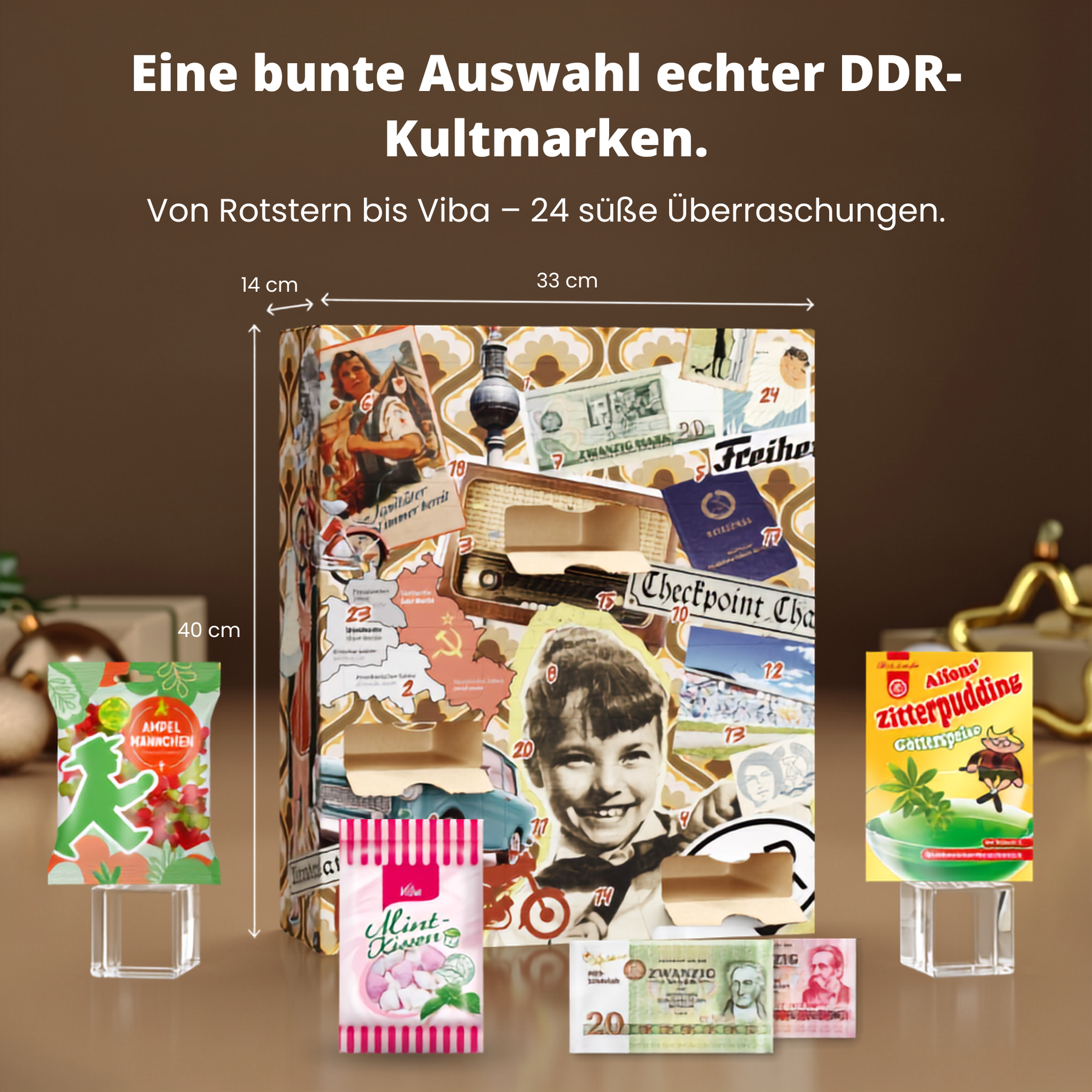 BOXILAND® Ostalgie DDR Adventskalender 2026 mit 24 Ostsüßigkeiten Klassiker