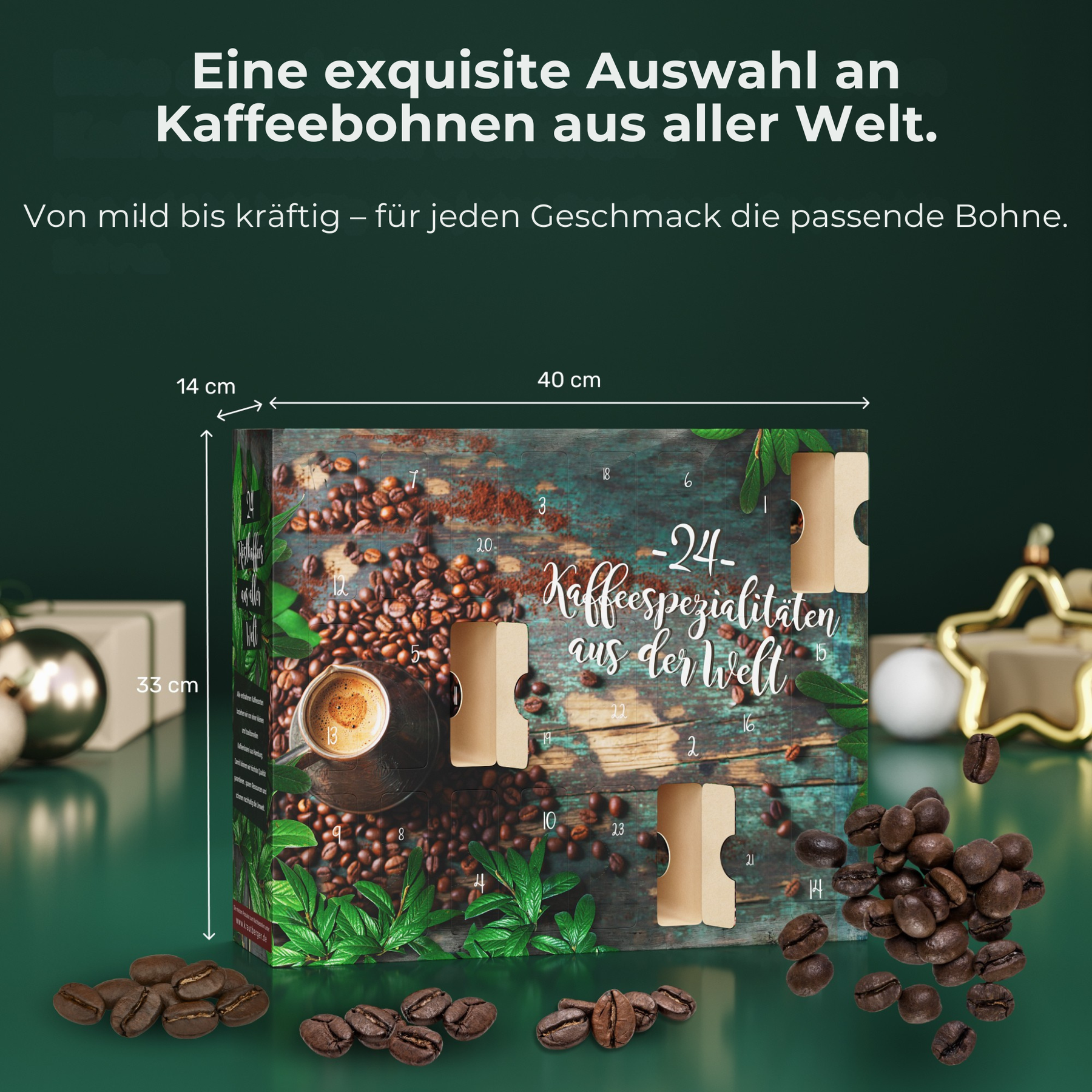 BOXILAND® Kaffee ganze Bohne Adventskalender 2026 mit 24 Sorten Fairtrade