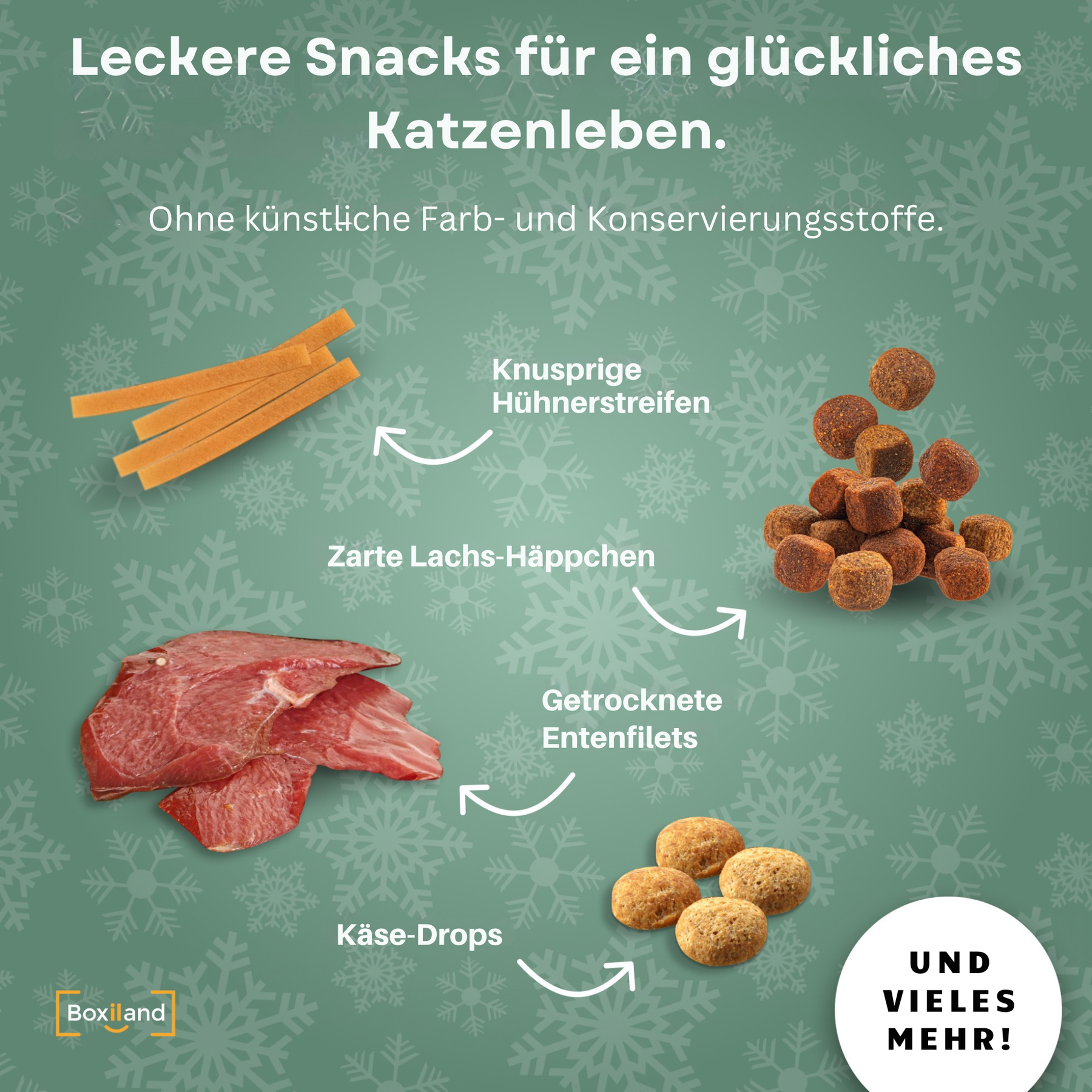 BOXILAND® Katzen-Adventskalender 2026 – 24 Katzensnacks Leckerli 16 Sorten