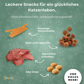BOXILAND® Katzen-Adventskalender 2026 – 24 Katzensnacks Leckerli 16 Sorten
