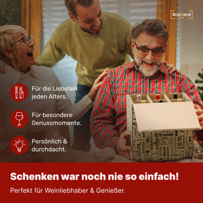 BOXILAND® Wein Geschenk Set [ERSTKLASSIGES WEINPROBE SET] – Weingeschenke für Frauen & Männer – Weinset Geschenk – Rotweine & Weißweine Set Geschenkbox – Wine Tasting Set Weinpaket Box (6x0,25l)