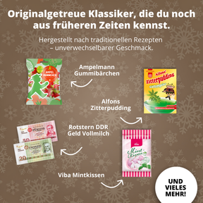 BOXILAND® Ostalgie DDR Adventskalender 2026 mit 24 Ostsüßigkeiten Klassiker