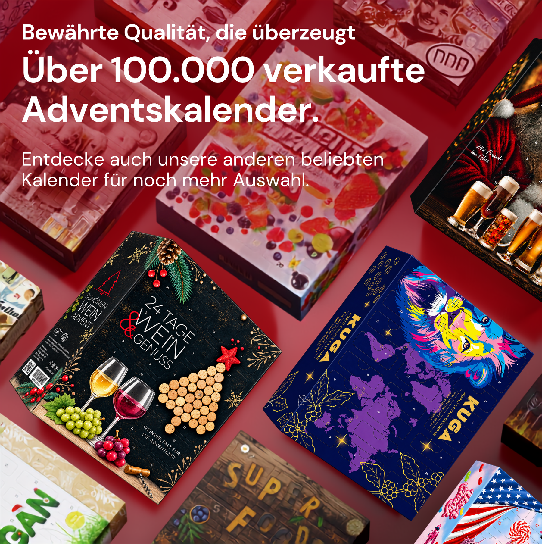 BOXILAND® Wein Adventskalender 2026 – 24 Weine 0,25 l Rotwein Weißwein Rosé