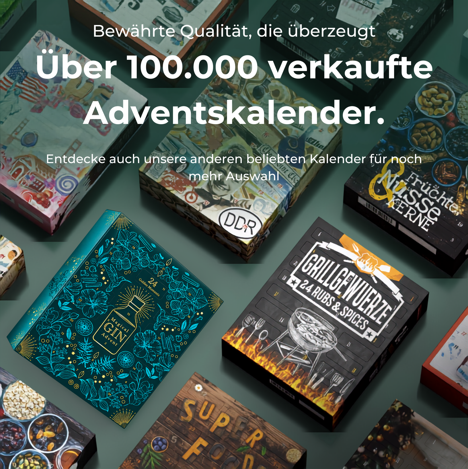 BOXILAND® Gin Adventskalender 2026 mit 24 Sorten à 0,02 l Gin-Tasting