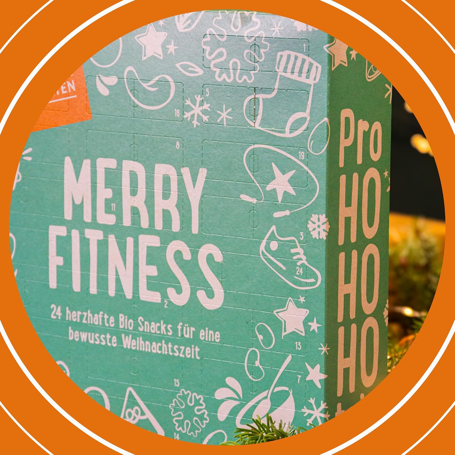Merry Fitness Adventskalender 2026 mit 24 herzhaften Bio-Snacks vegan Nüsse
