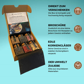 Gin Botanicals Geschenkbox I 6 Premium Gin Gewürze DIY Geschenk Premium Box Geschenk Gin Zusätze I Geschenkset Gin Gewürze in Bio-Qualität