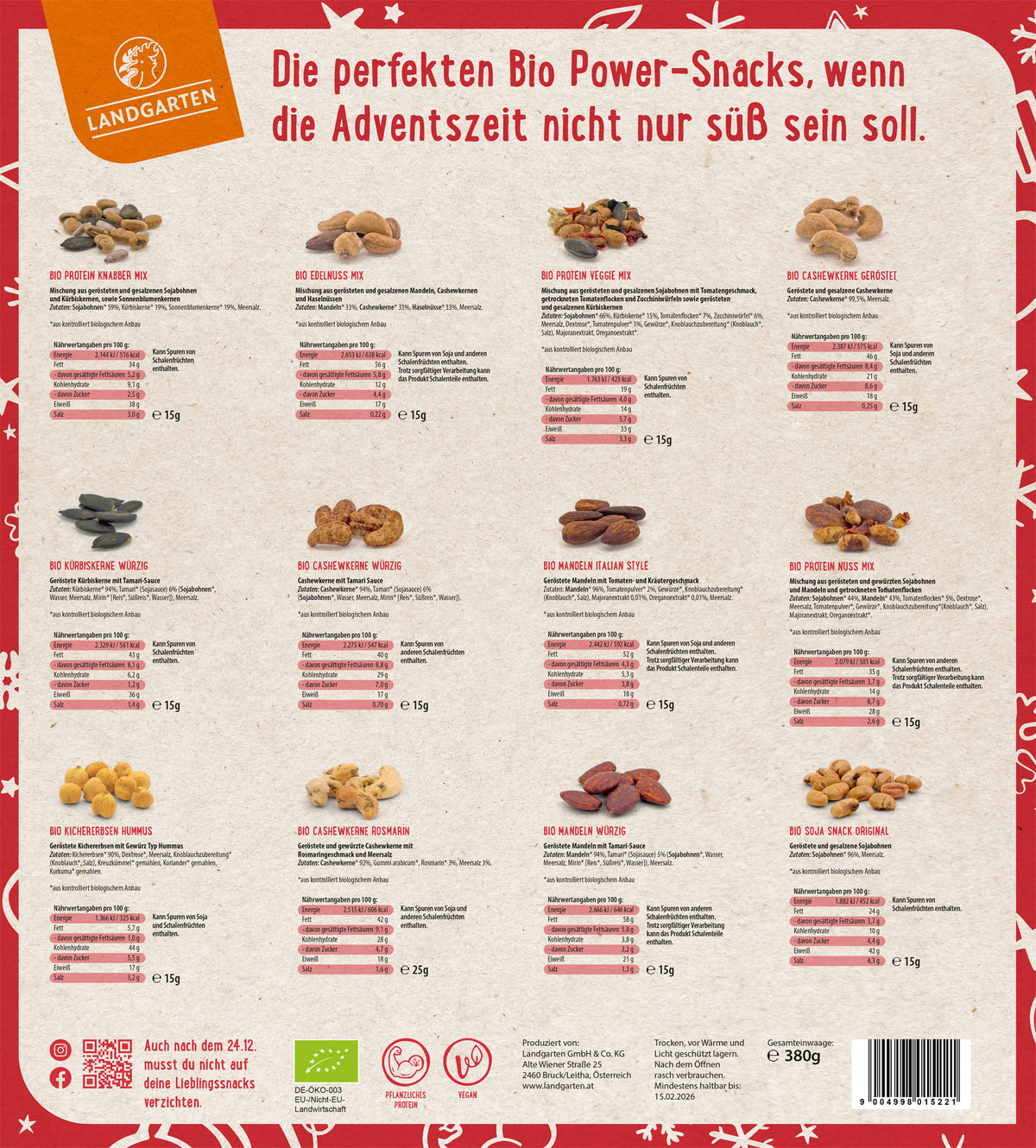 BIO Adventskalender 2025 Merry Fitness – herzhafte Snacküberraschungen | Nüsse, Saaten, Protein | Für Sportbegeisterte & bewusste Ernährung | Vegan, ballaststoffreich