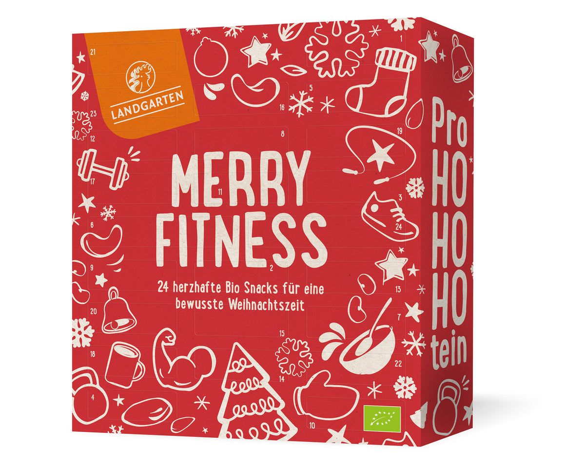 BIO Adventskalender 2025 Merry Fitness – herzhafte Snacküberraschungen | Nüsse, Saaten, Protein | Für Sportbegeisterte & bewusste Ernährung | Vegan, ballaststoffreich