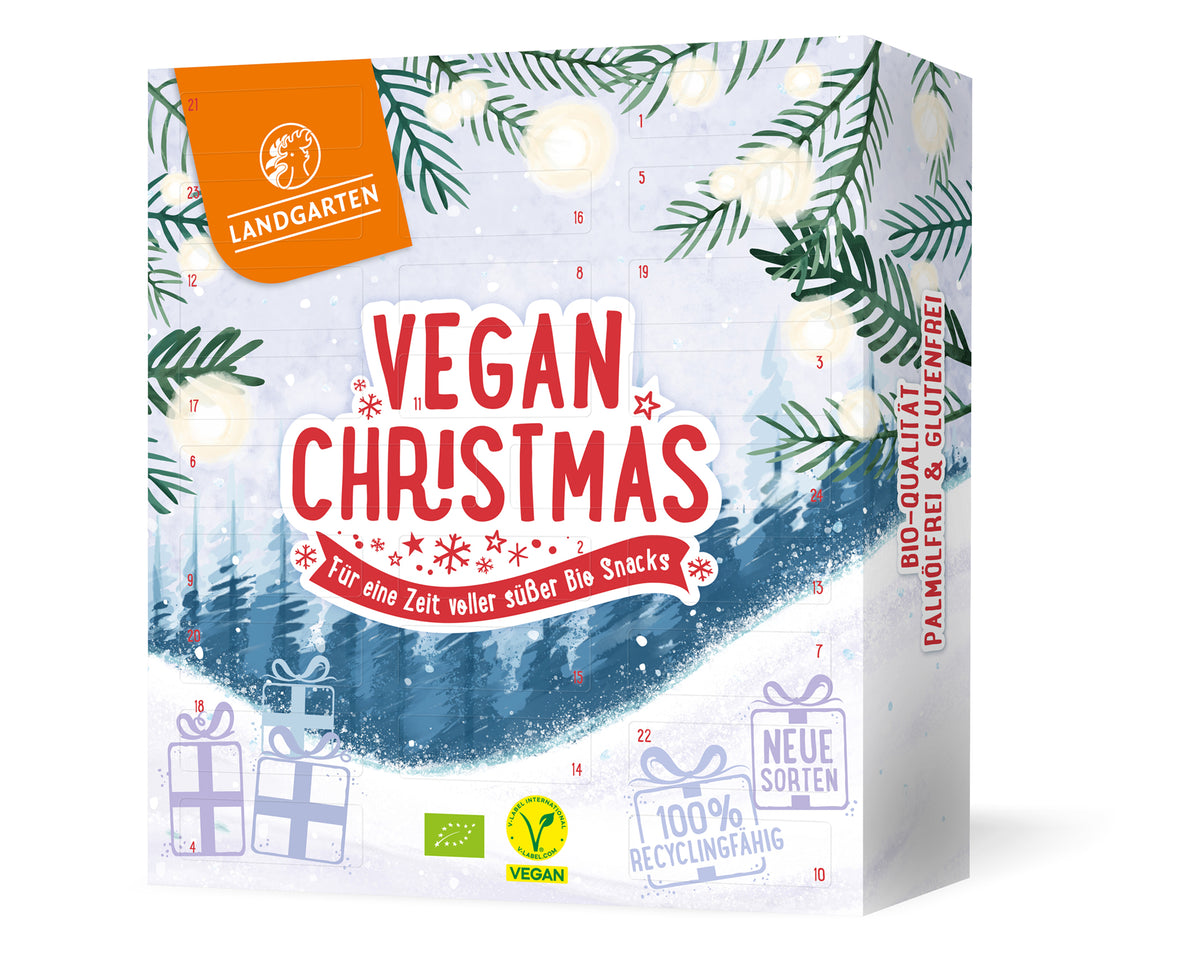 Bio Adventskalender 2025 – Vegane Nüsse, Saaten & Früchte in Zartbitter-, Choc- & Weißer Choc | 24 Einheiten | Palmölfrei & Handverpackt